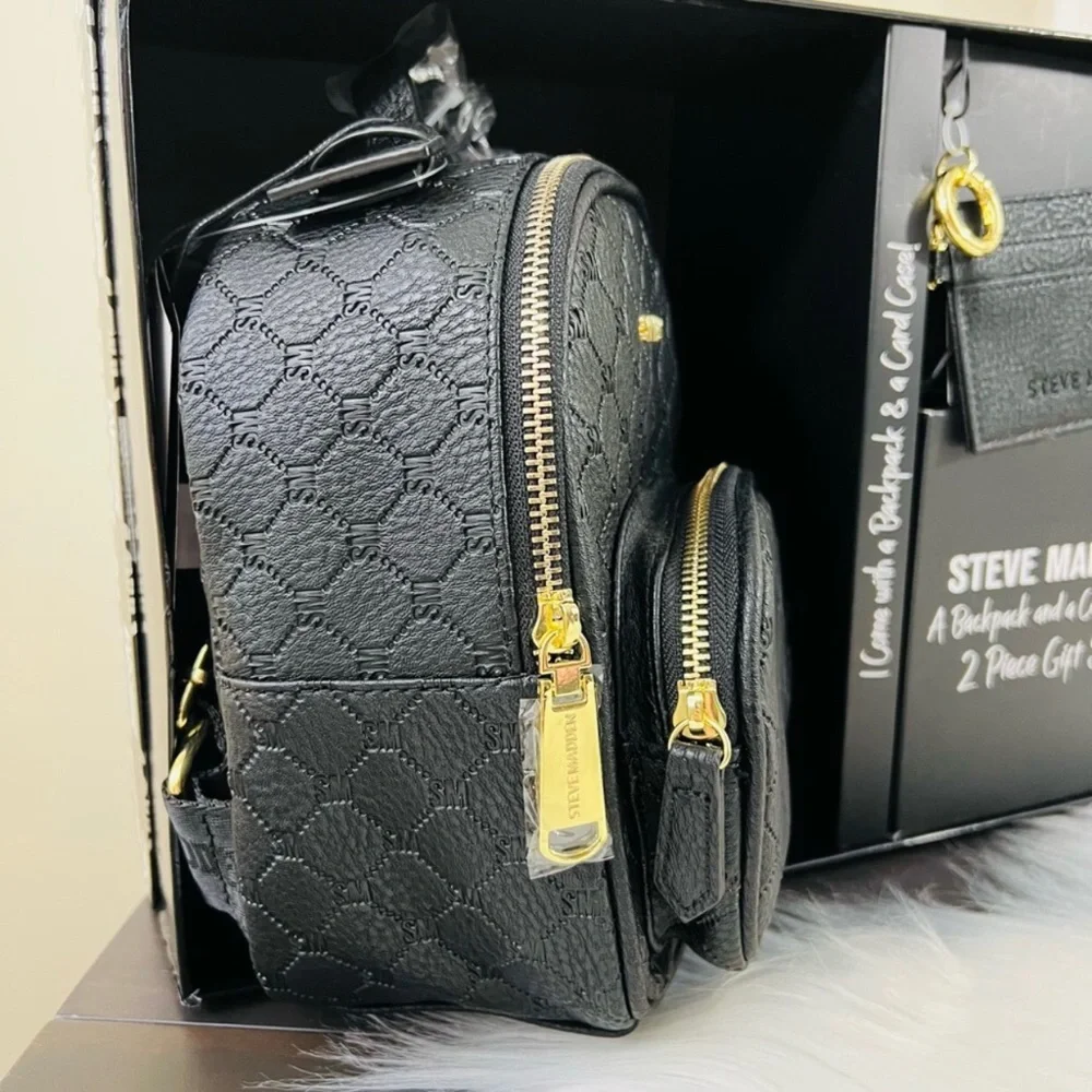 STEVE MADDEN Mini Backpack Key Chain Card Wallet Purse Box Gift Set - Picture 2 of 9